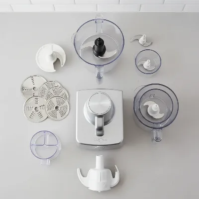 Magimix 5200XL food processor with its array of essential accessories and nested bowls.